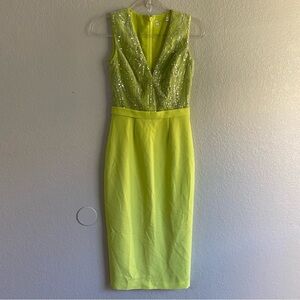 Dress the Population Lime Body con beaded Dress